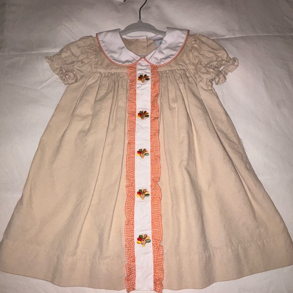 Adorable Cream and Orange Kids Dress
